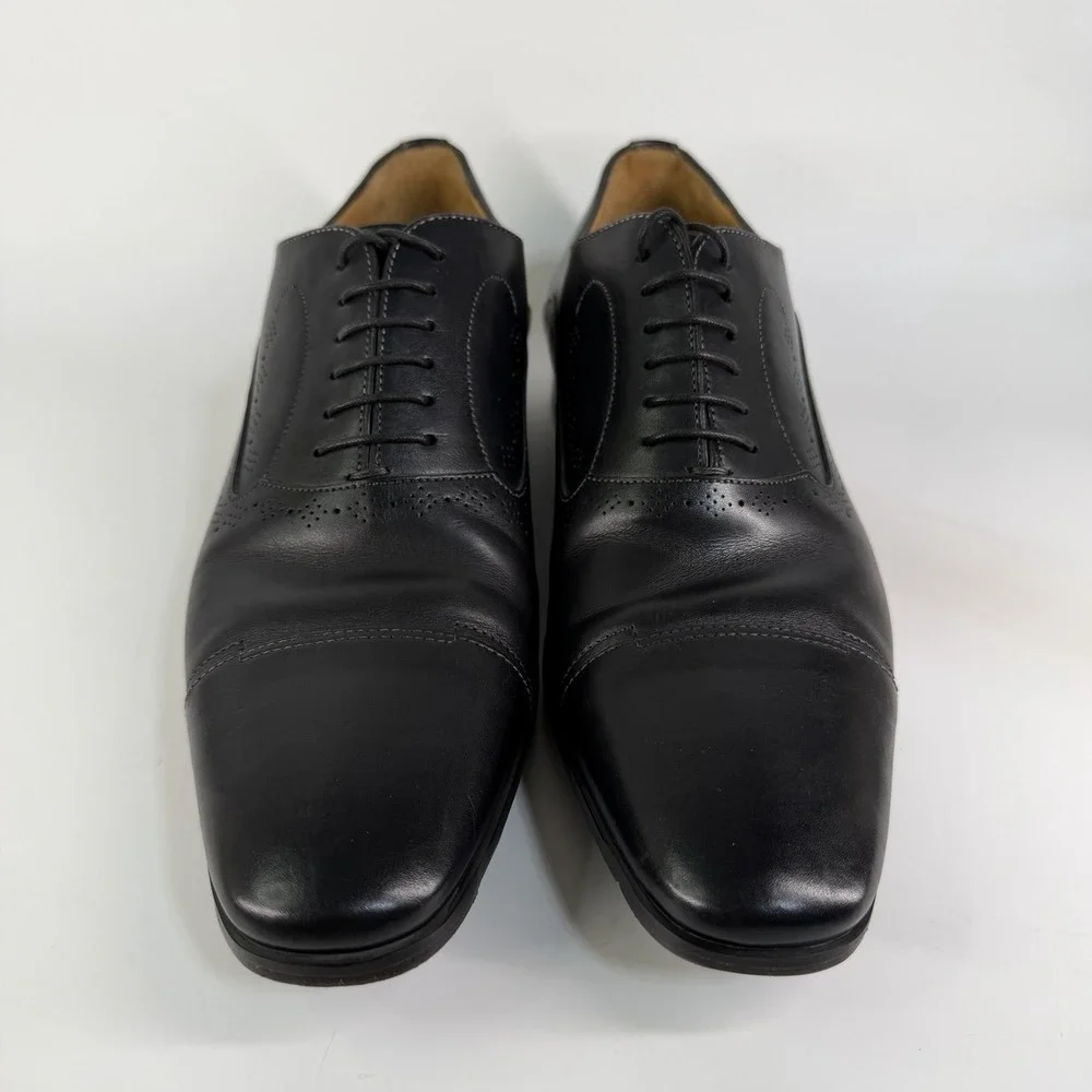Santoni Cap Toe Dress Shoes Mens 8 D Leather Oxfords Brogue Quiet Luxury Italy